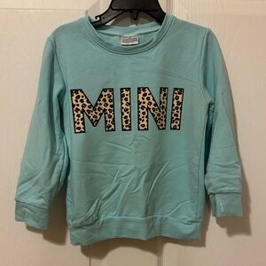Kids Aqua Sweatshirt with Leopard 'MINI' Design